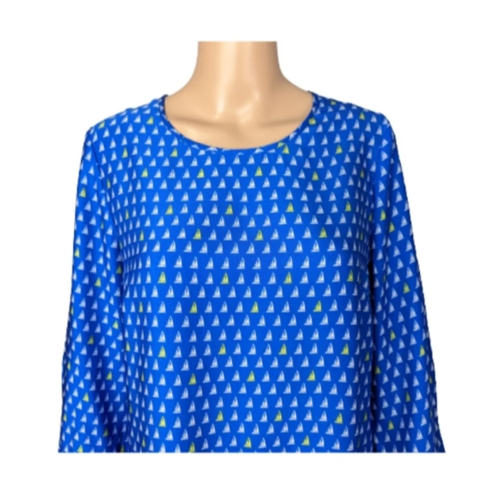 Merona Blue Sailboat Print Blouse M
